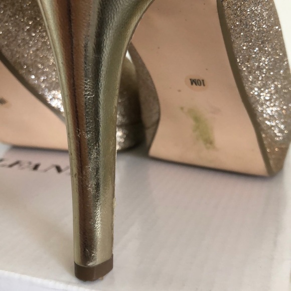 Alfani Fairfax Gold Glitter Platform Open Toe Heels - Picture 13 of 15